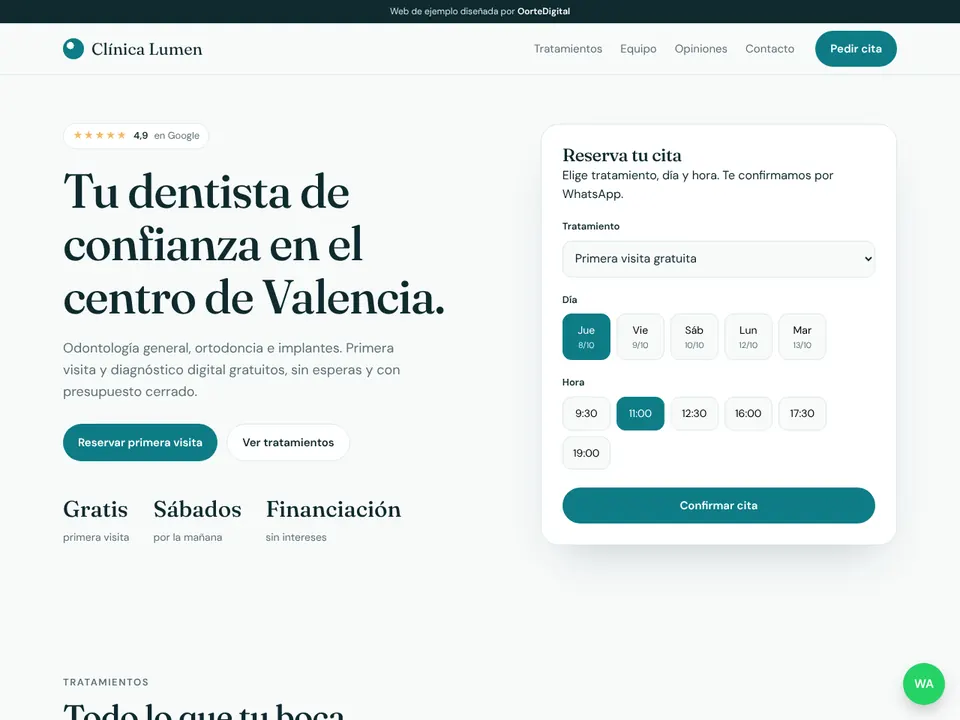 Web de ejemplo para una clínica dental