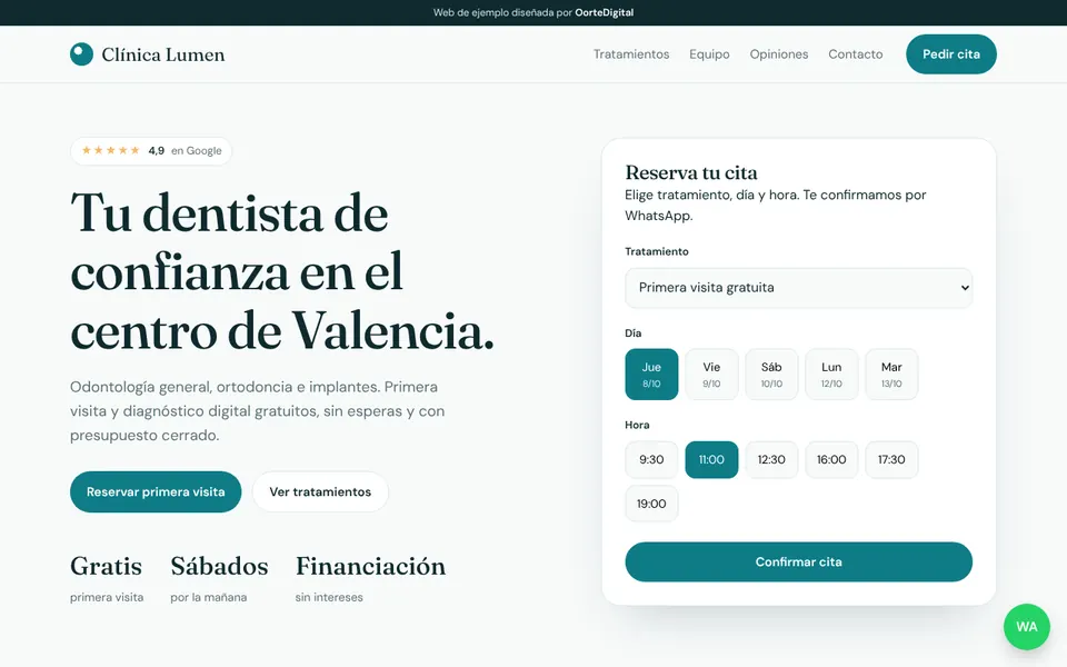 Web de ejemplo para clínica dental