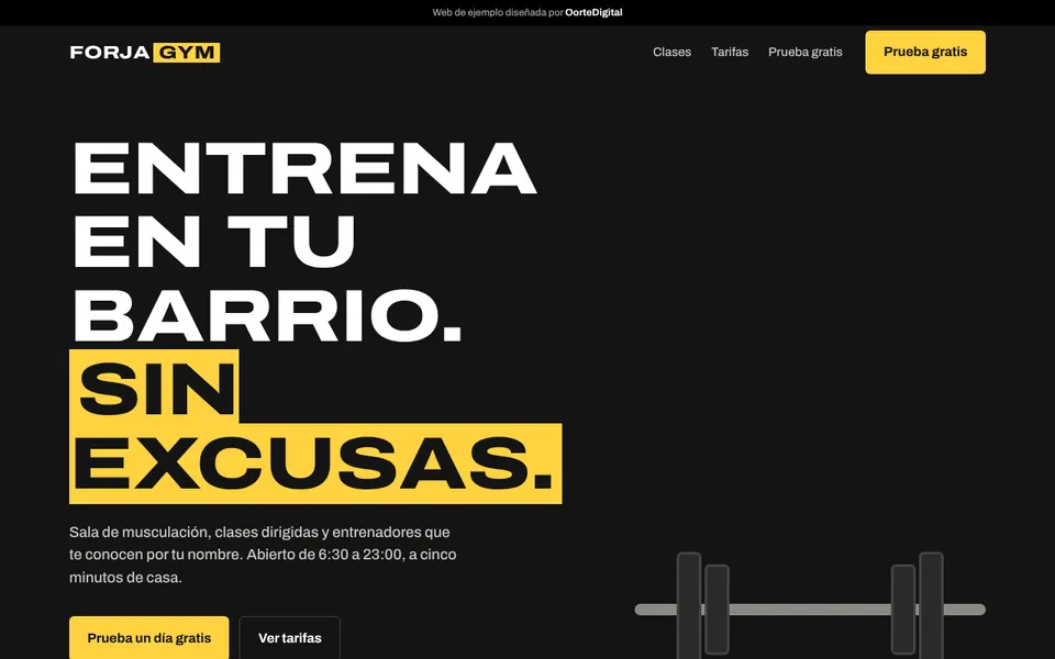 Web de ejemplo para gimnasio