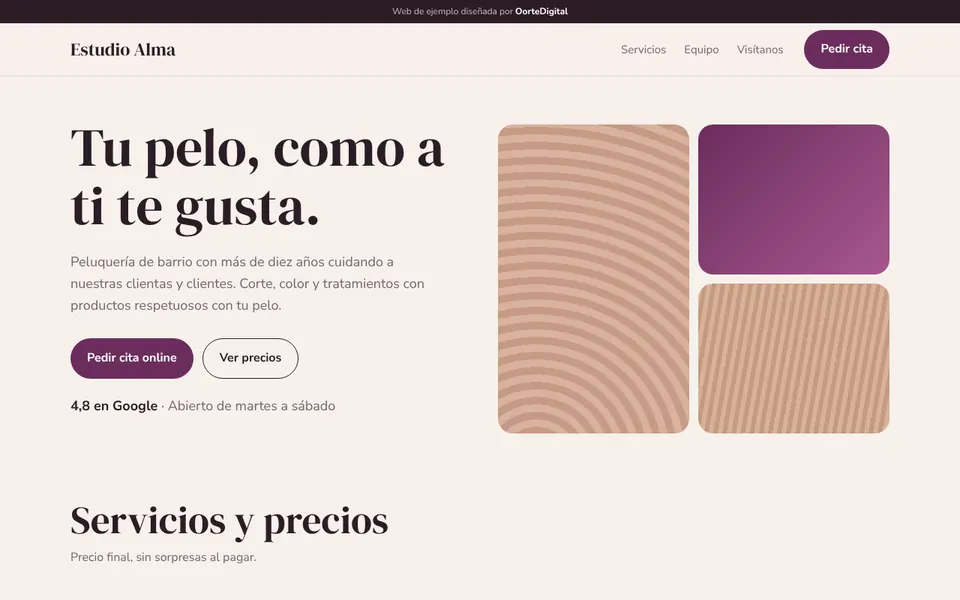 Web de ejemplo para peluquería
