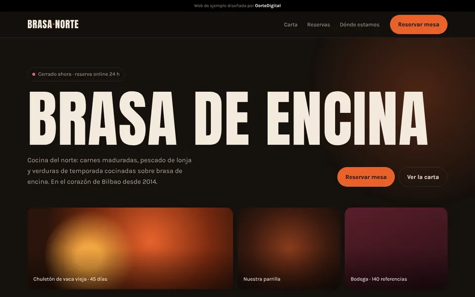 Web de ejemplo para restaurante